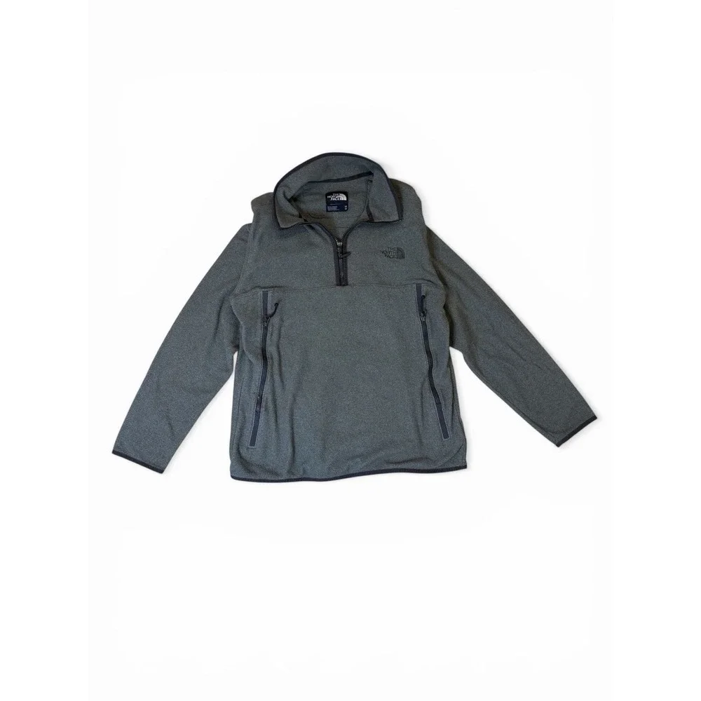 The North Face Mens Quarter Zip Fleece Pullover Gray Mock Neck Jacket Medium
